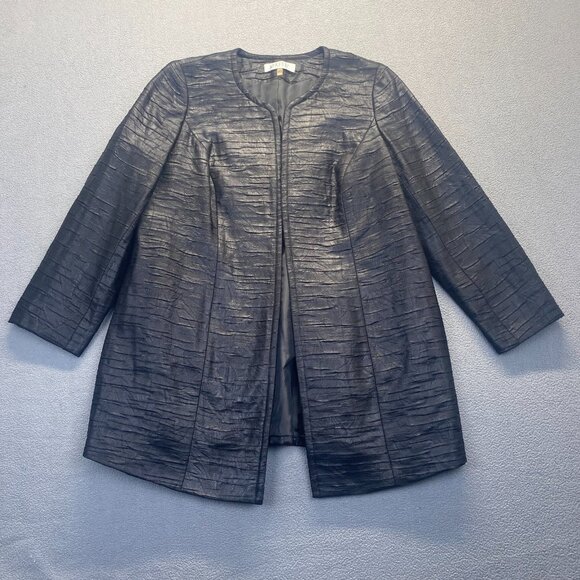 Casper Black Designer Open Front Jacket Size 14W,Lined,Outdoor,Casual,Preppy - Picture 6 of 9